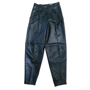SZ8 Genuine Leather Vintage 80s Black Women's Trousers